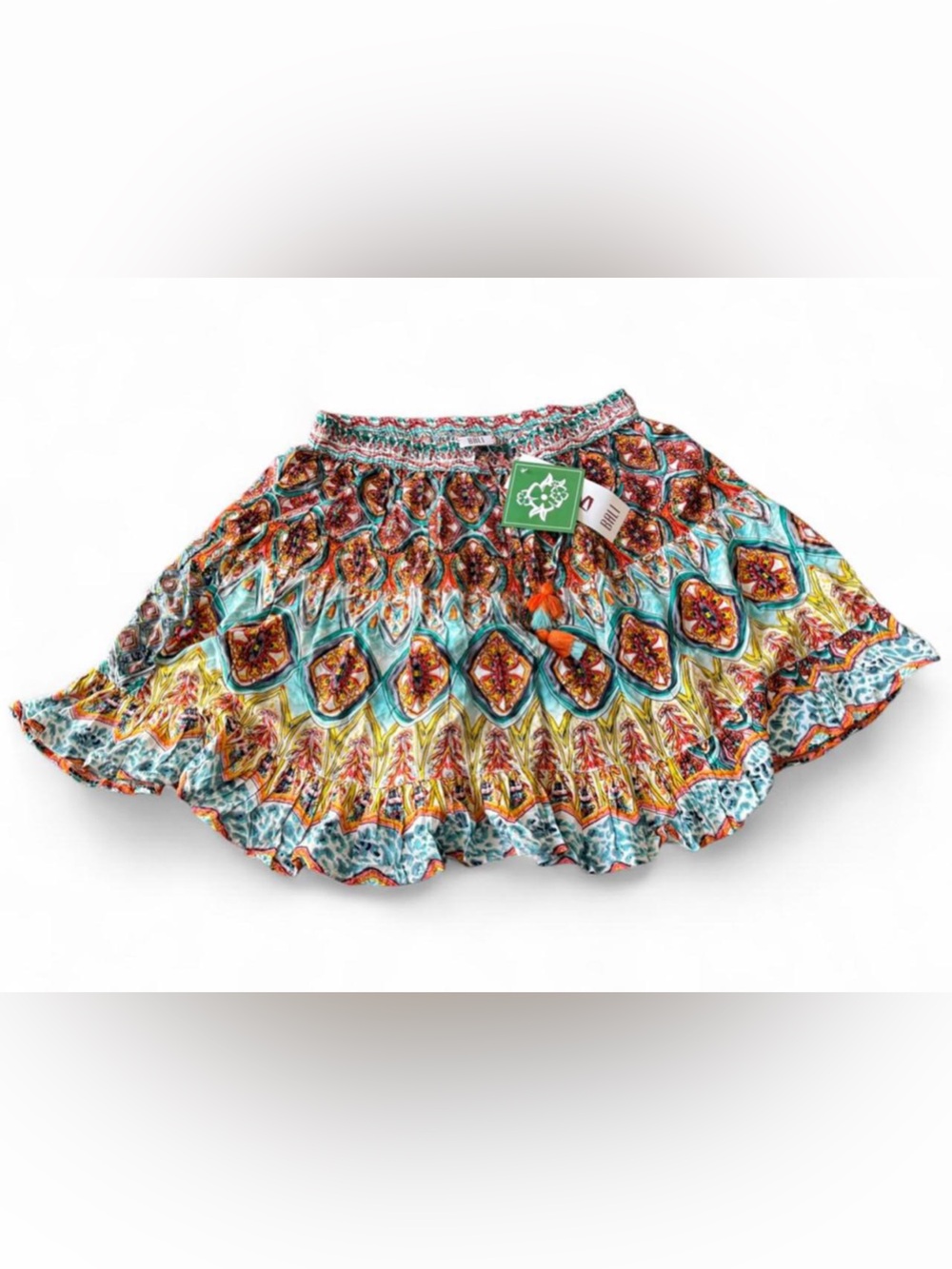 Bali Multicolor Boho Floral' Skirt - Teal, Orange, Yellow